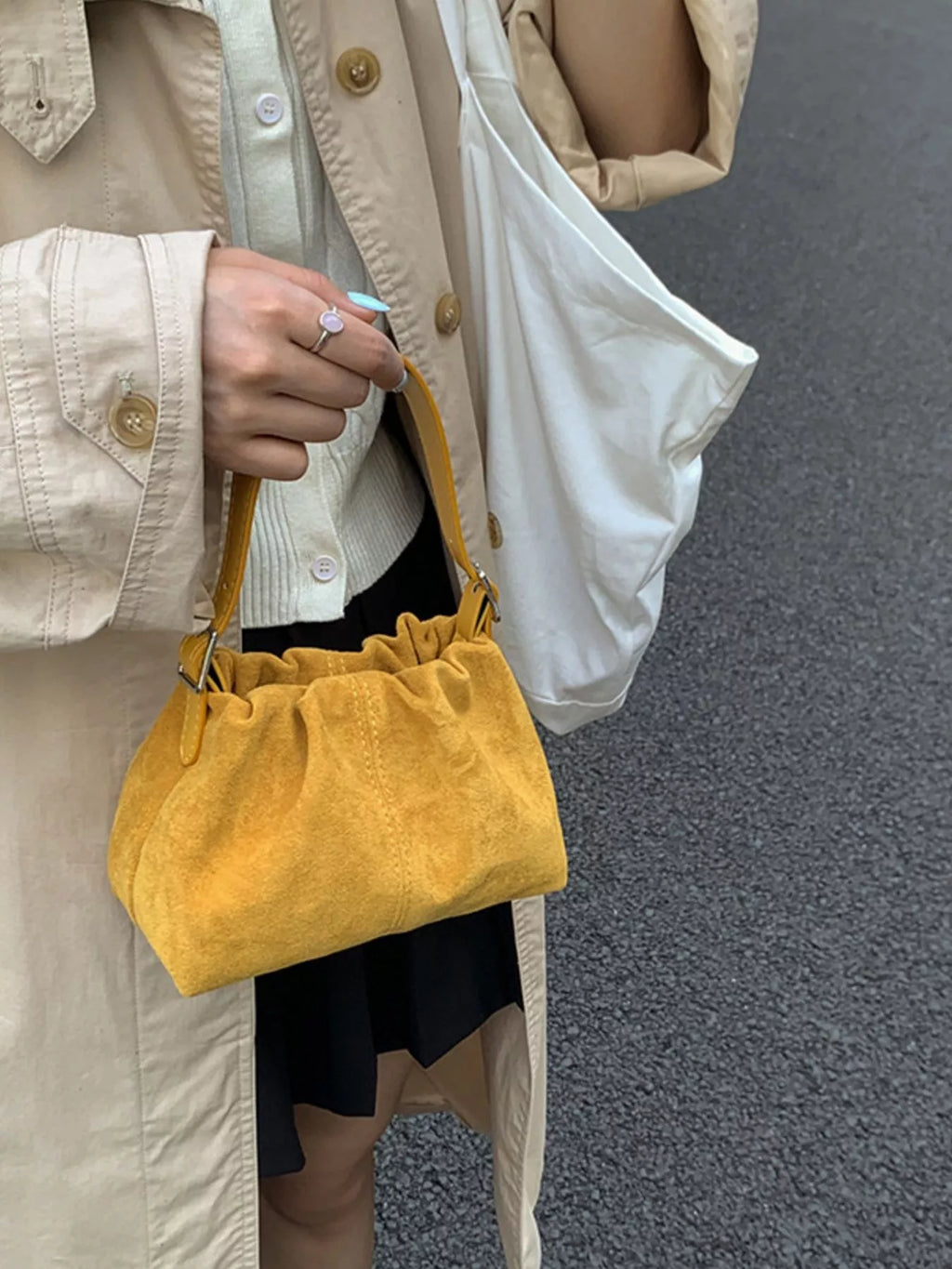 Suede Adjustable Strap Crossbody Bag