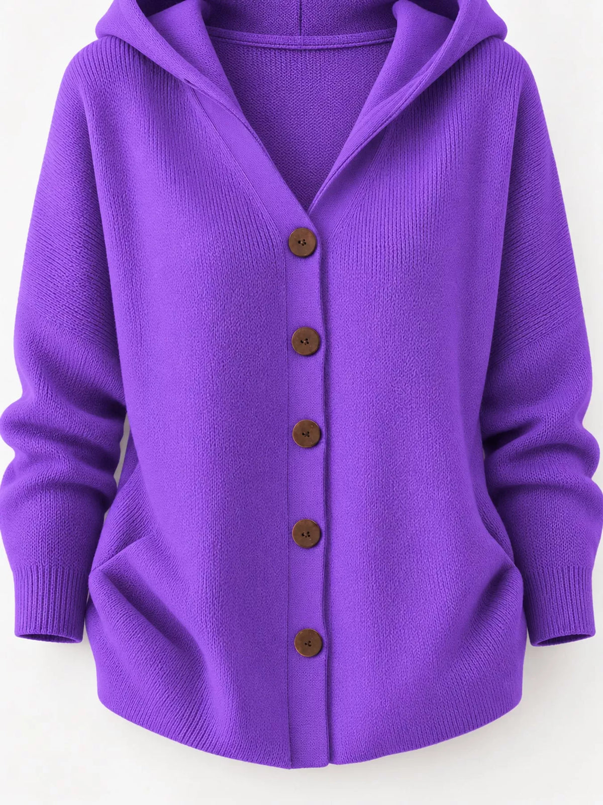 Full Size Hooded Button-Down Knit Cardigan Plus Size