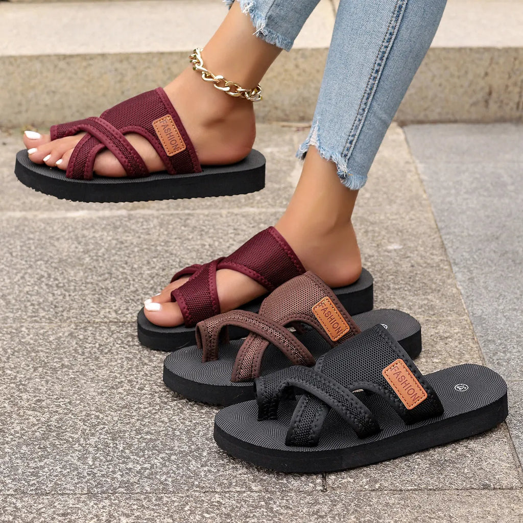 Mesh Toe Loop Platform Sandals