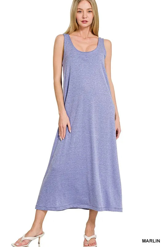 French Terry Twisted Strap Midi Dress