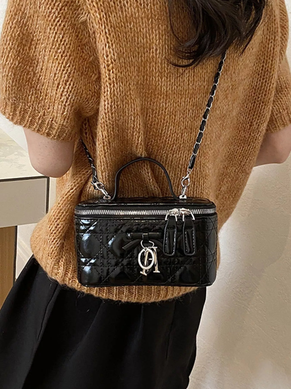 Top Handle PU Leather Crossbody Bag