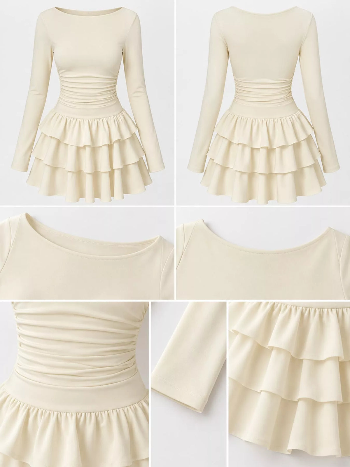 Layered Ruffle Long Sleeve Mini Dress