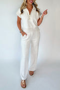 Light Grey Half Zip Polo Tee Casual Pant Set