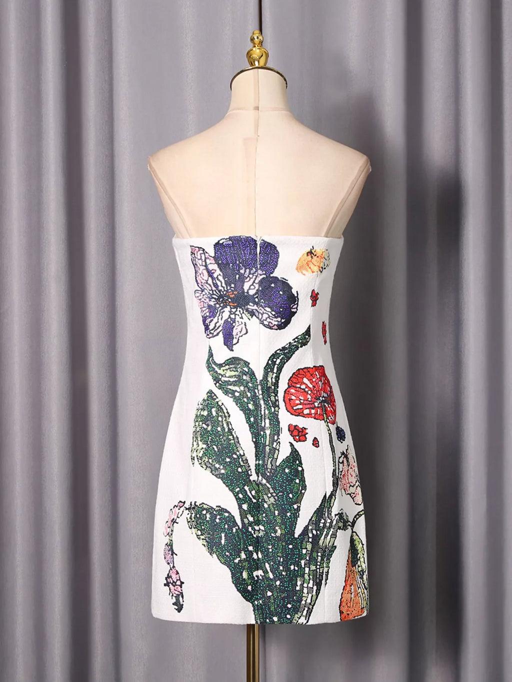 Strapless Floral Mini Dress