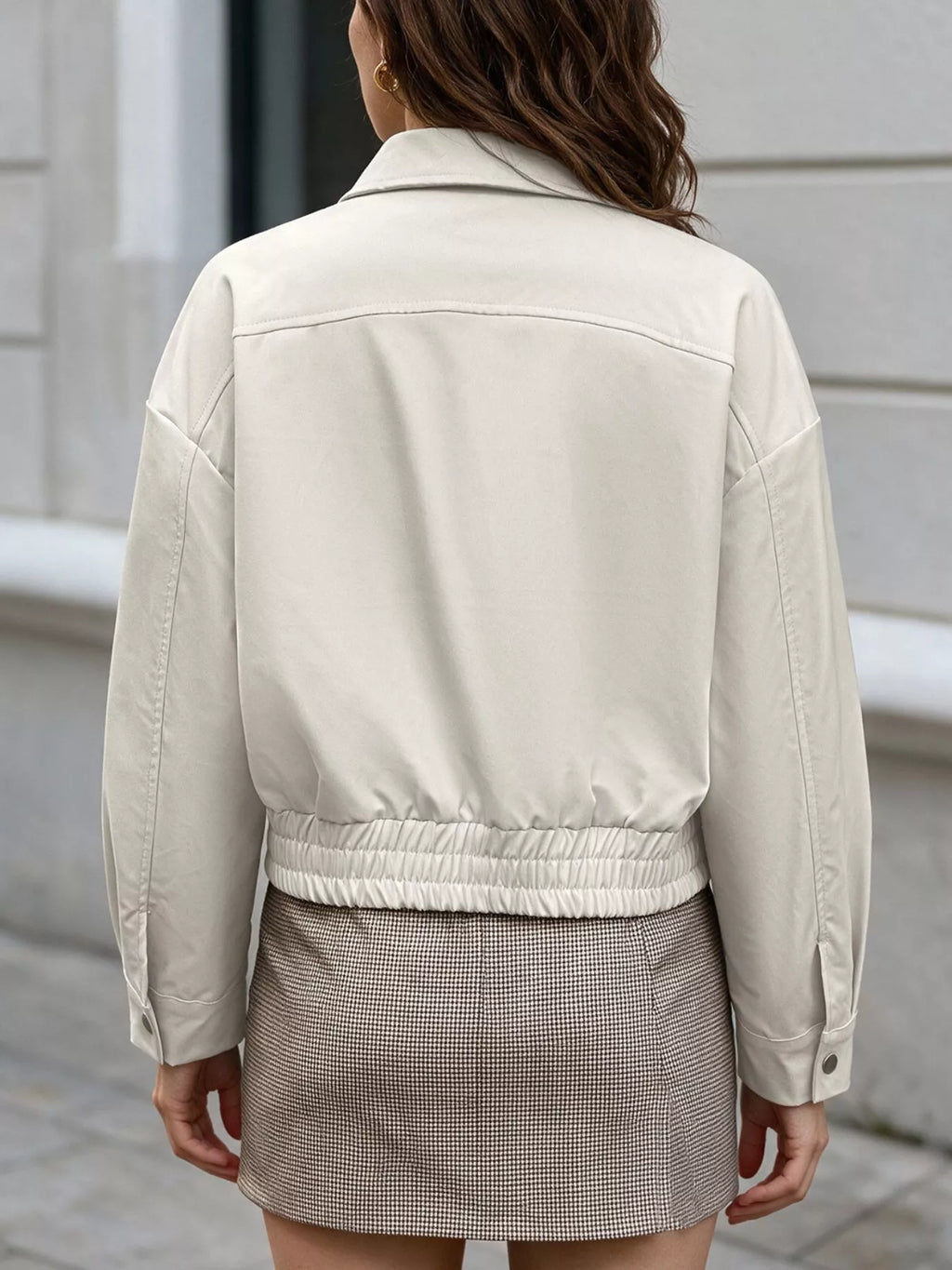 Cropped Faux Leather Jacket