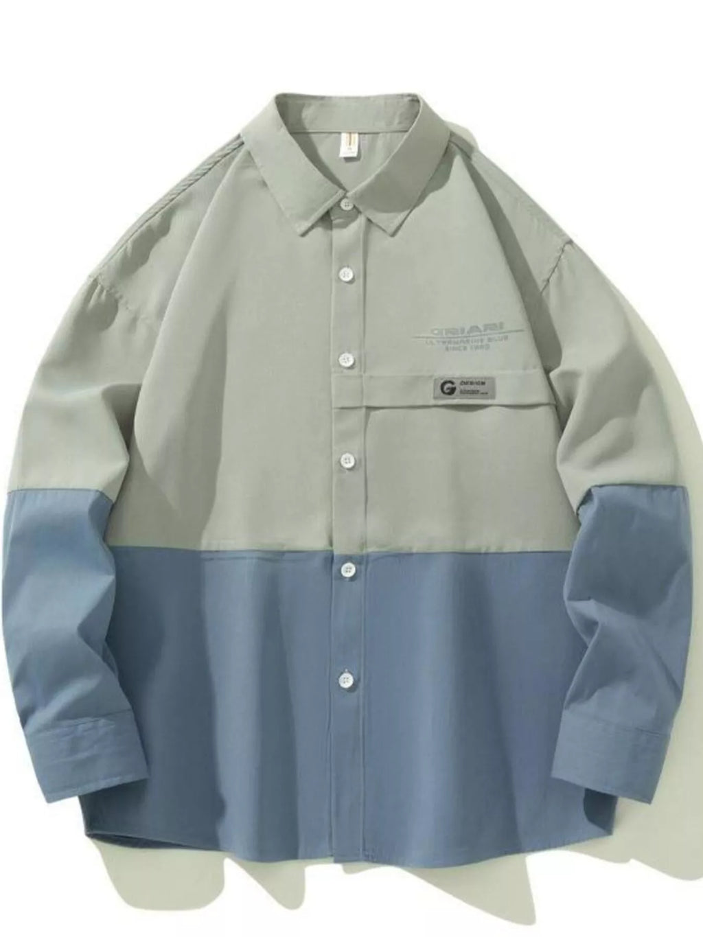 Men's Plus Size Two-Tone Casual Button-Down Shirt
