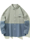 Men's Plus Size Two-Tone Casual Button-Down Shirt
