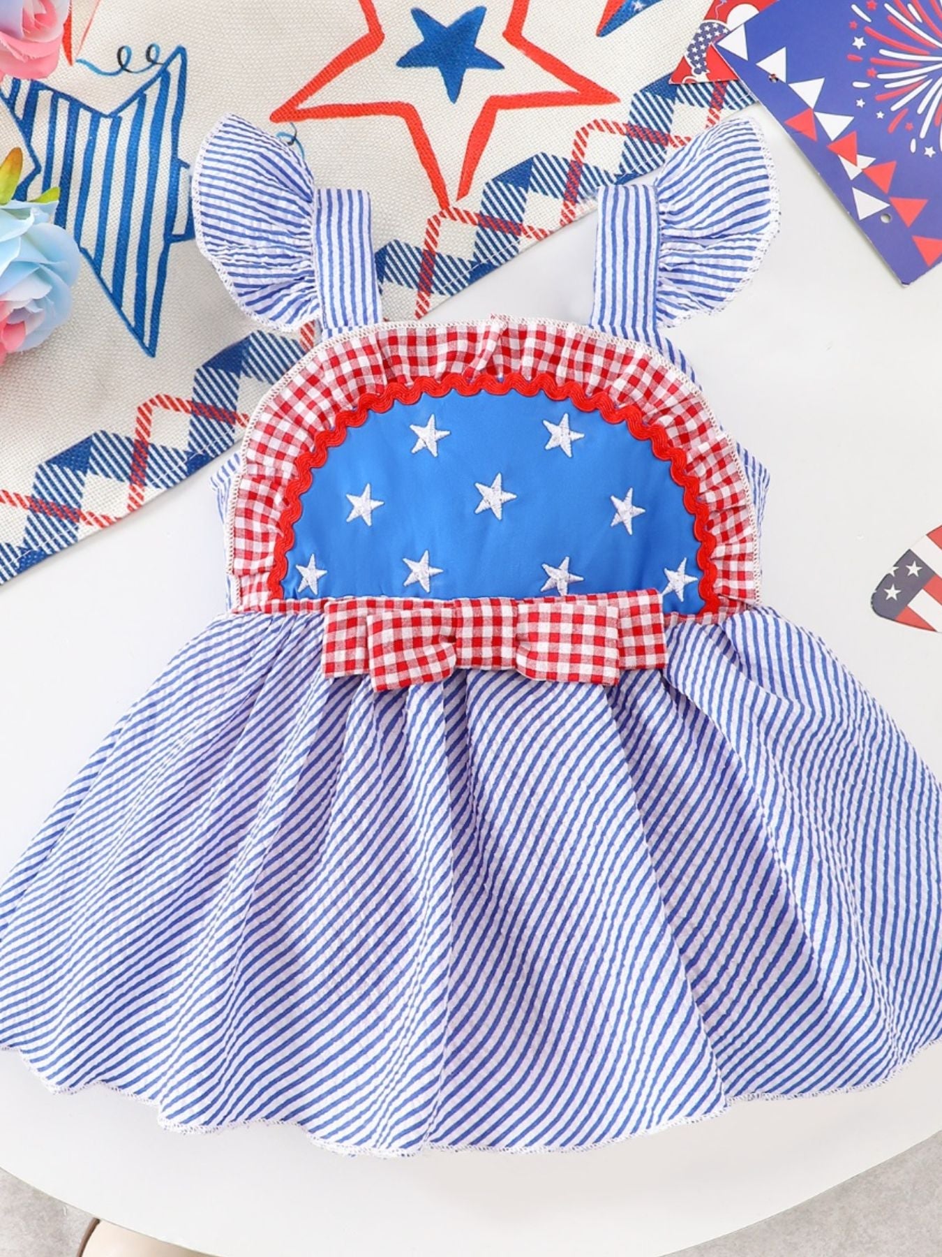 Children's Patriotic Star-Spangled Ruffle Dress
