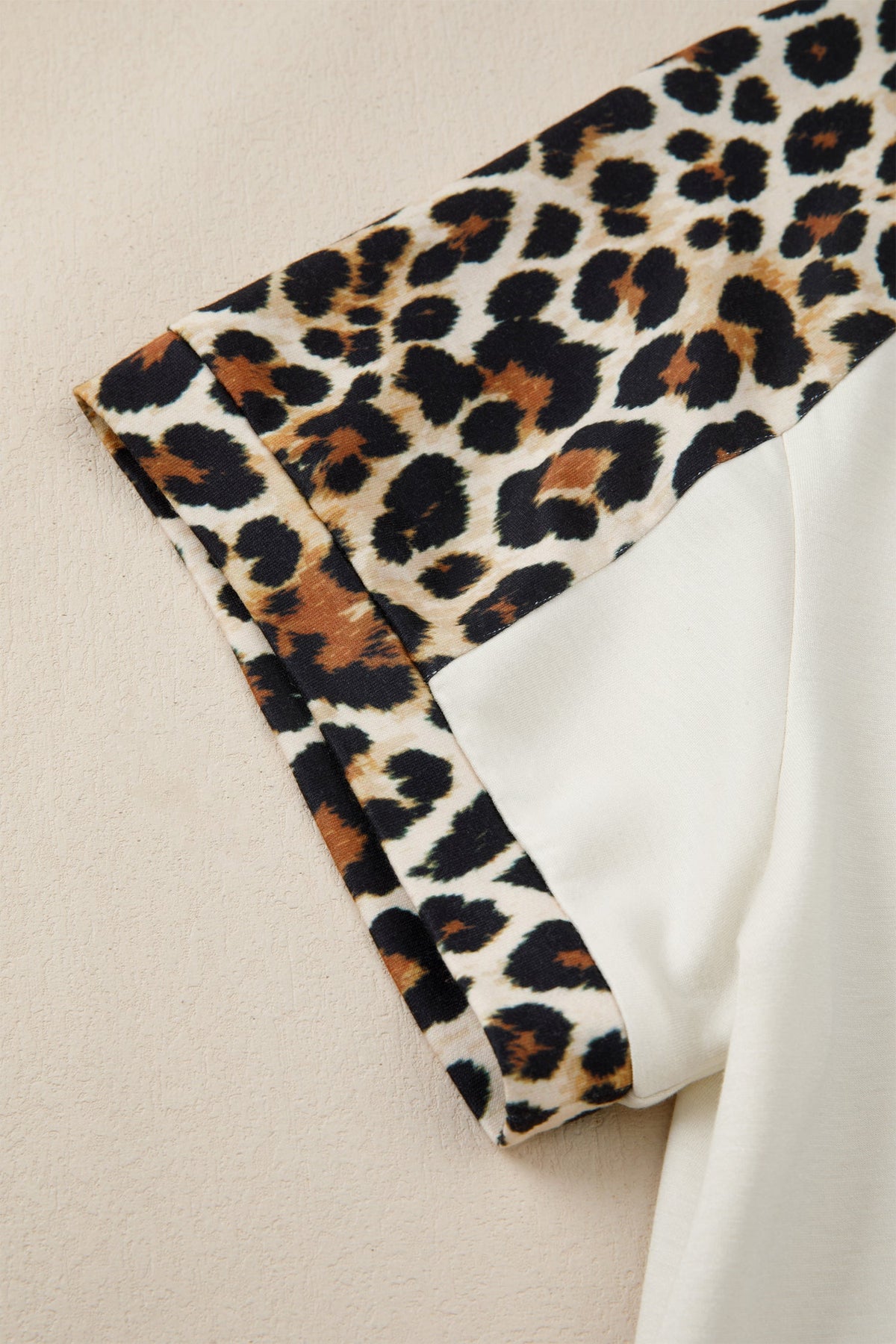 Leopard Patchwork Half Buttoned Short Sleeve Top