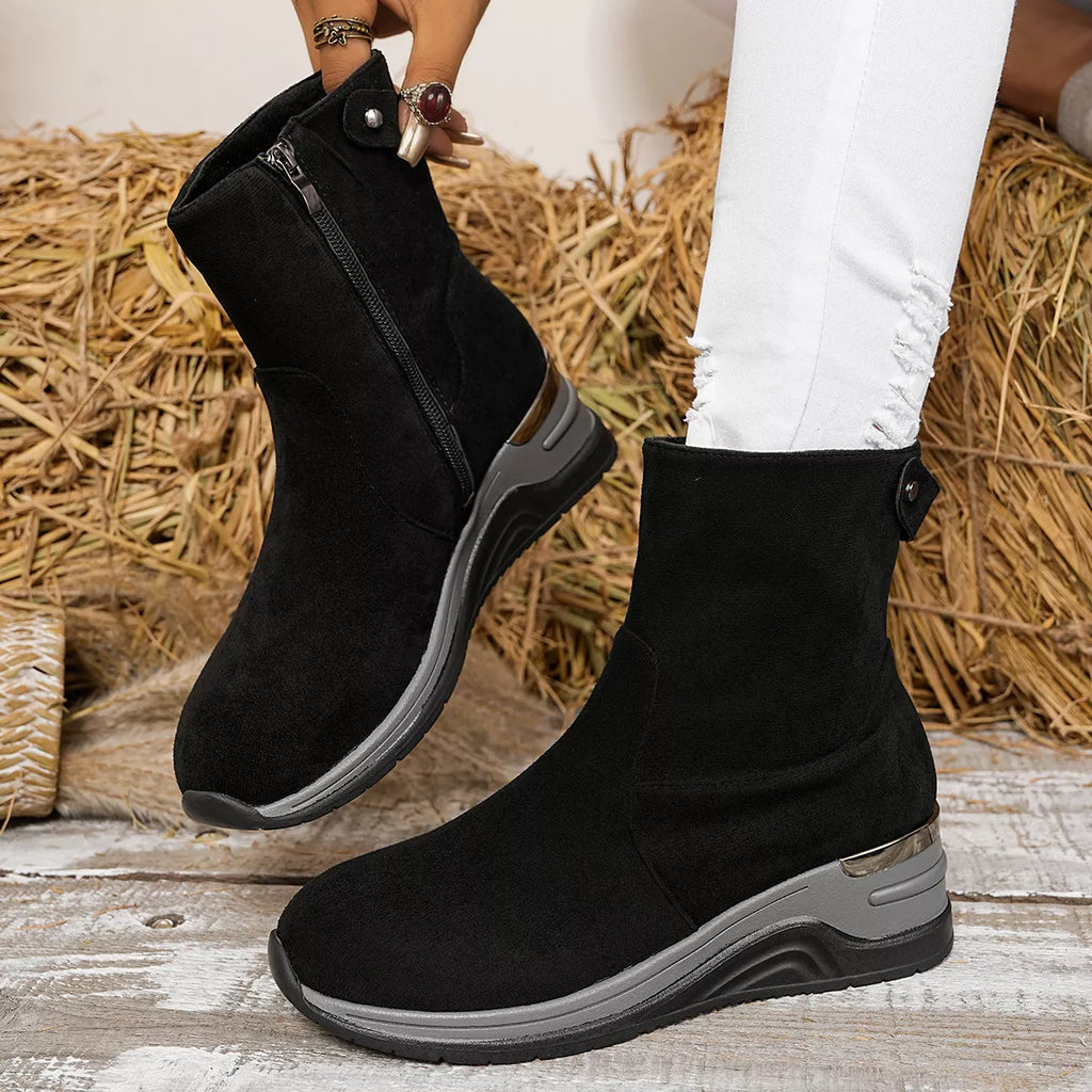 Suede Ankle Boots with Wedge Heel