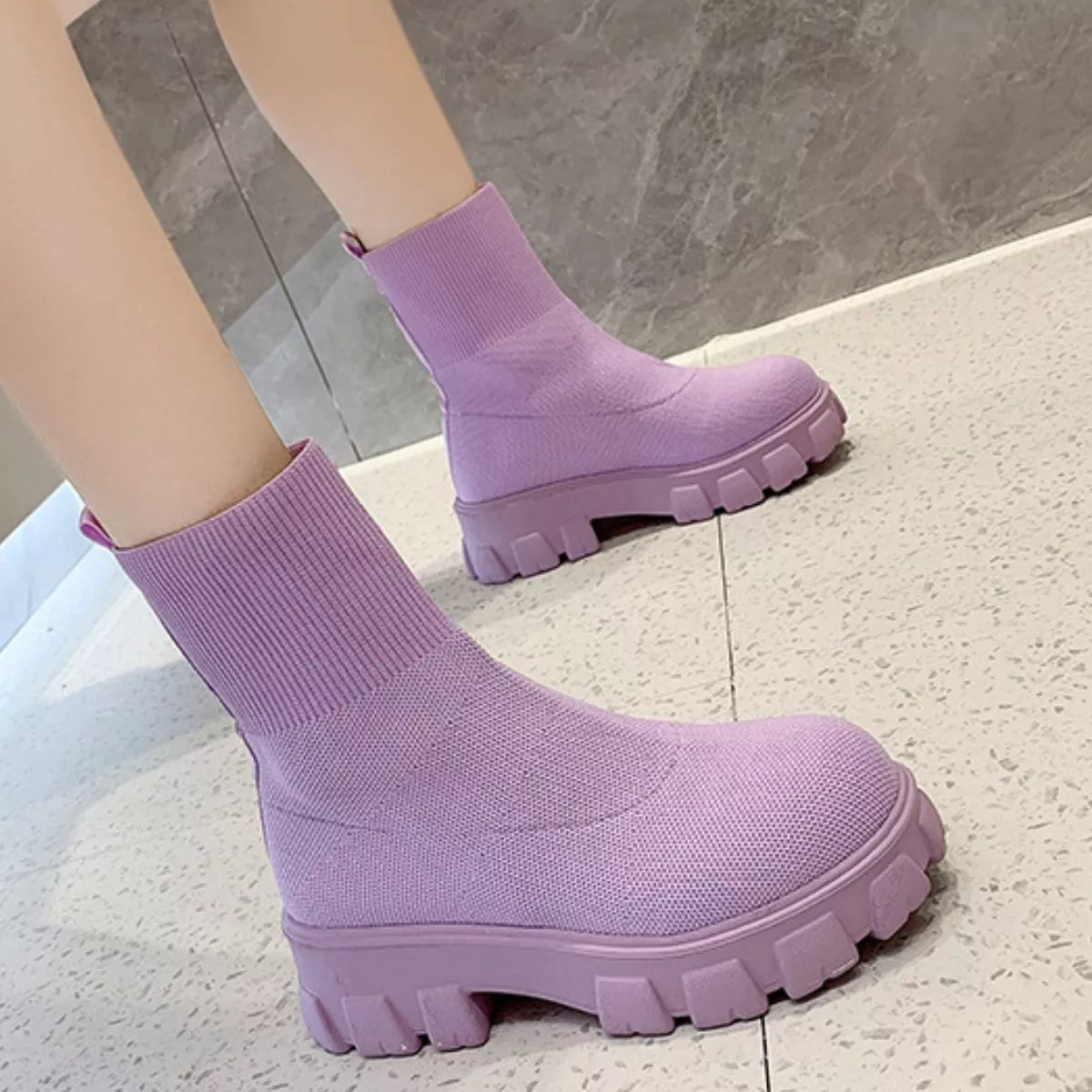 Round Toe Block Heels Boots