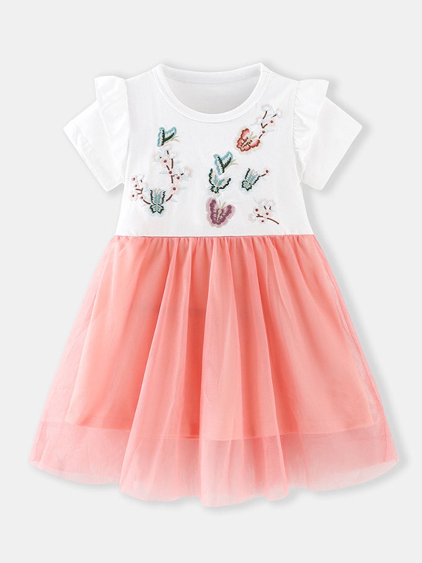 Children's Butterfly Embroidered Tulle Layered Dress