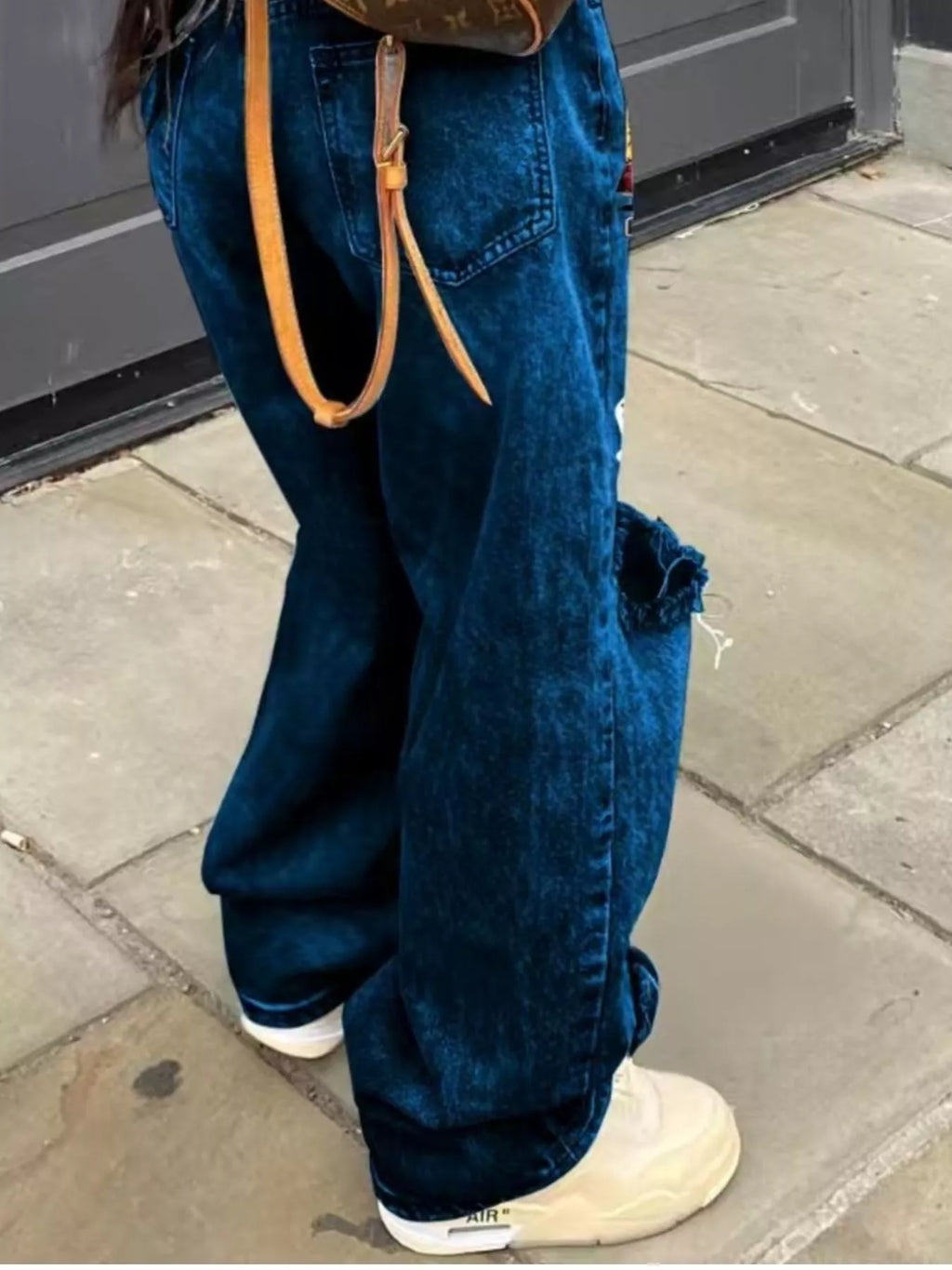 Full Size Distressed Wide-Leg Jeans Plus Size