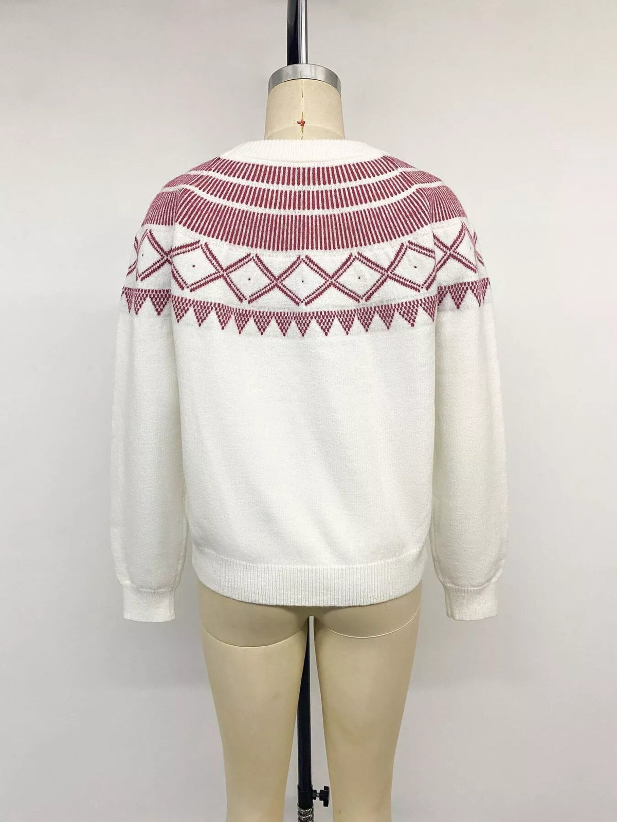 Geometric Crew Neck Knit Sweater