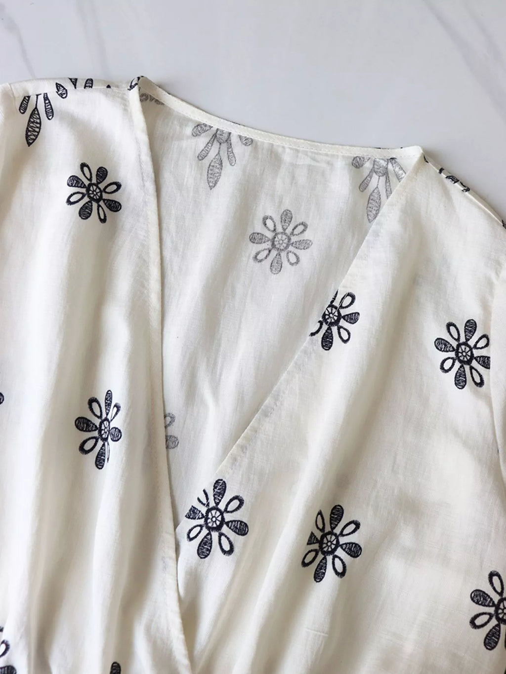 Printed Surplice Half Sleeve Romper
