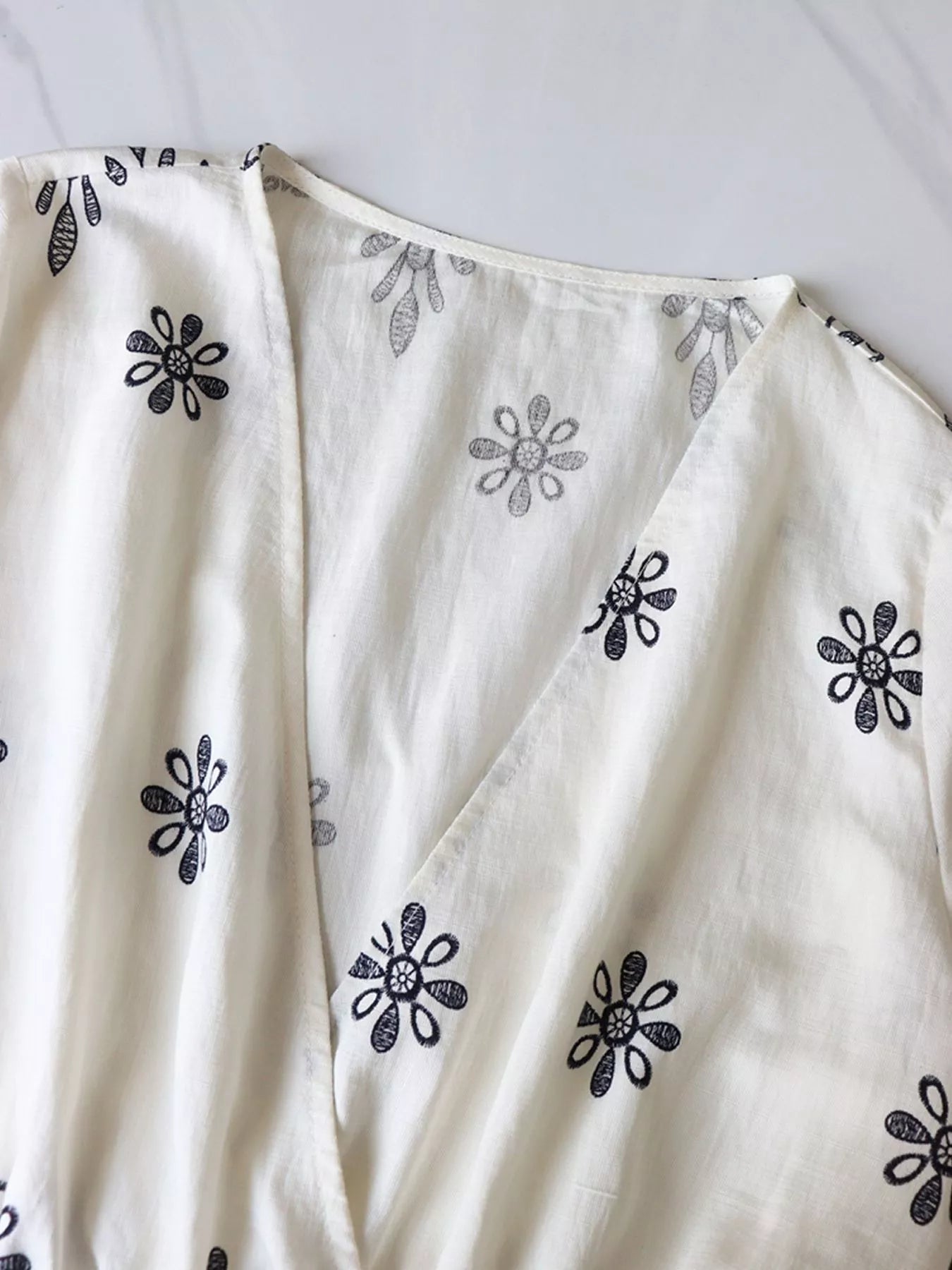 Printed Surplice Half Sleeve Romper