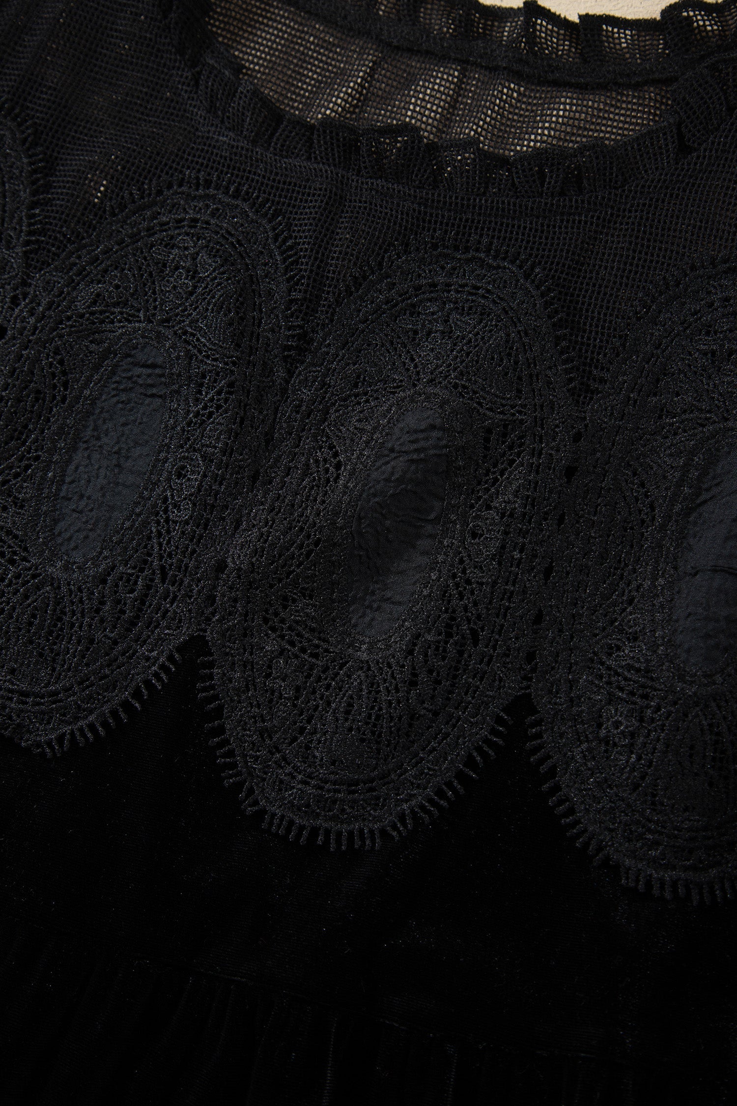 Black Embroidered Velvet Short Sleeve Mini Shift Dress