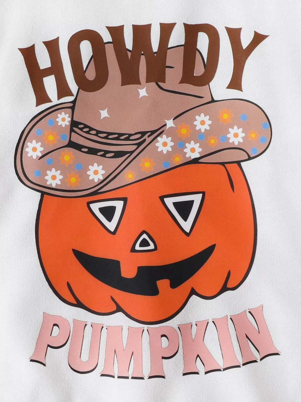 Children's Howdy Pumpkin Graphic Long Sleeve Sweatshirt and Ribbed Bell Pants Set