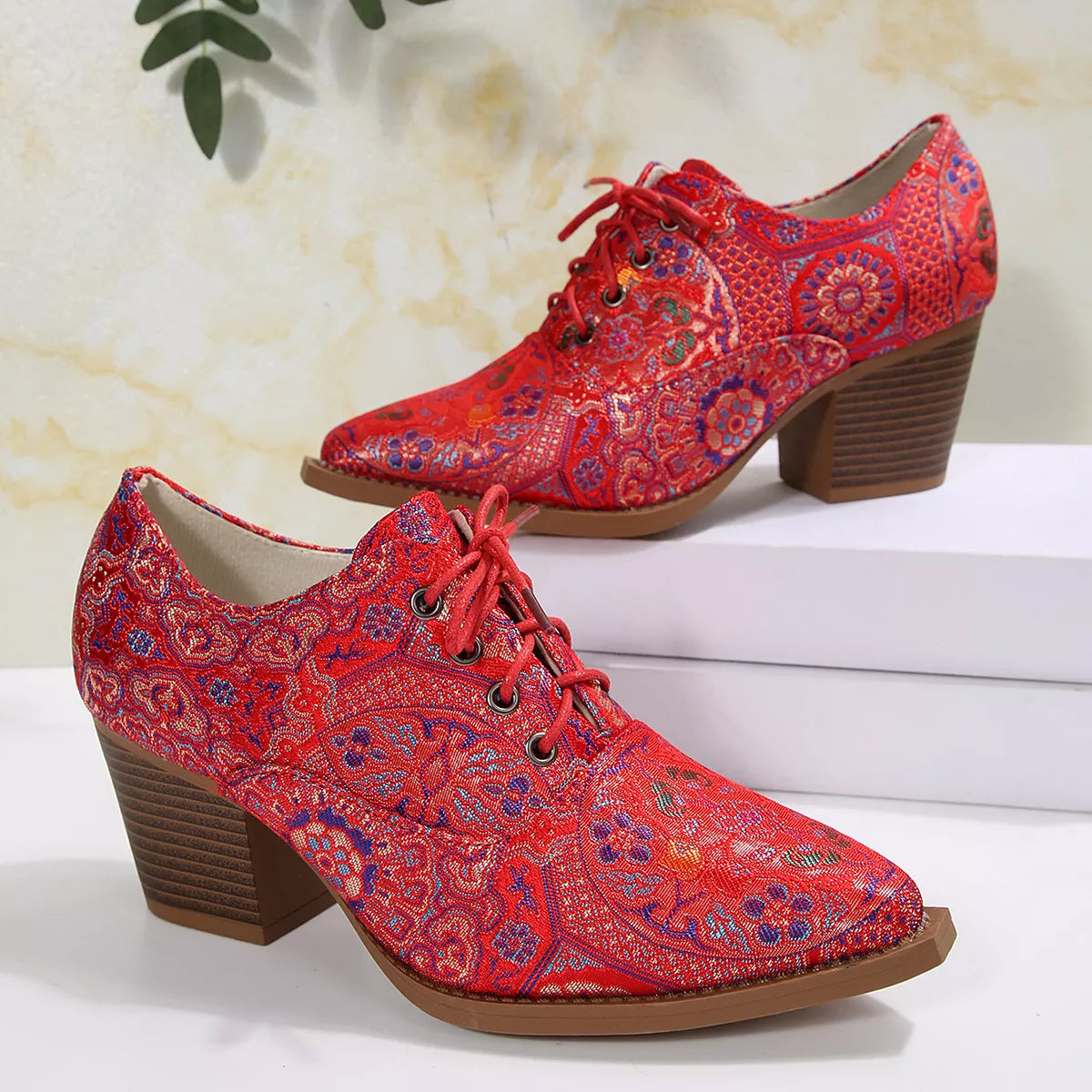 Point Toe Block Heels Ankle Boots