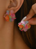 Acrylic Colorful Flower Stud Earrings