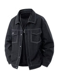 Men's Plus Size Snap Down Casual Denim Jacket