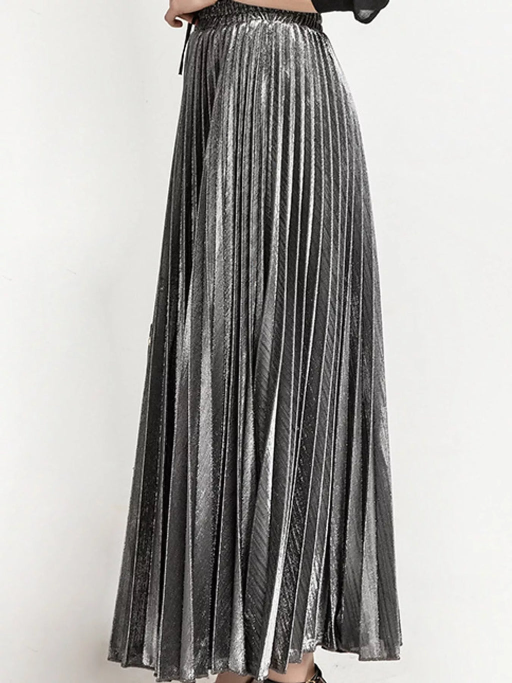 High-Waisted Pleated Maxi Skirt