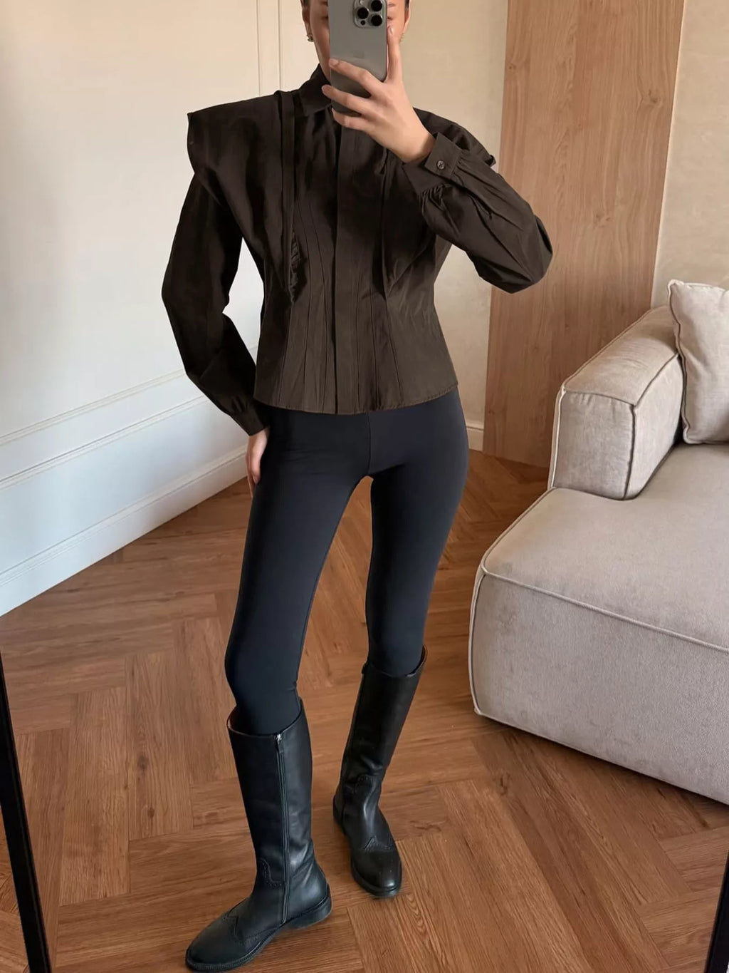 Slim-Fit Ruched Waist Shirt