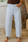 Sky Blue Stripe Casual Barrel Jeans
