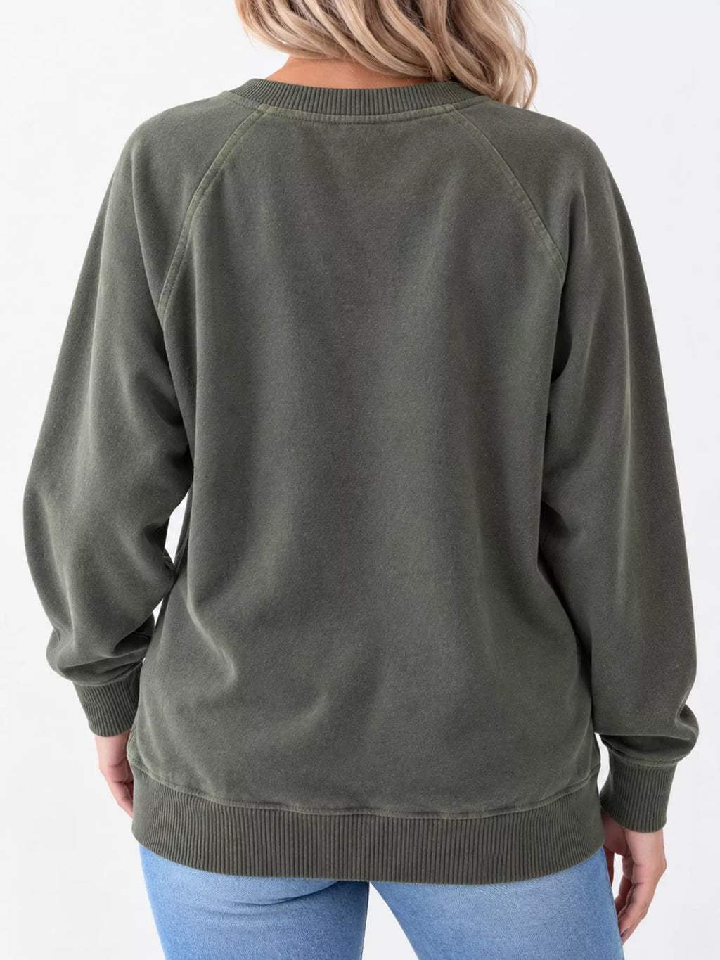 Crew Neck Raglan Sleeve Sweatshirt
