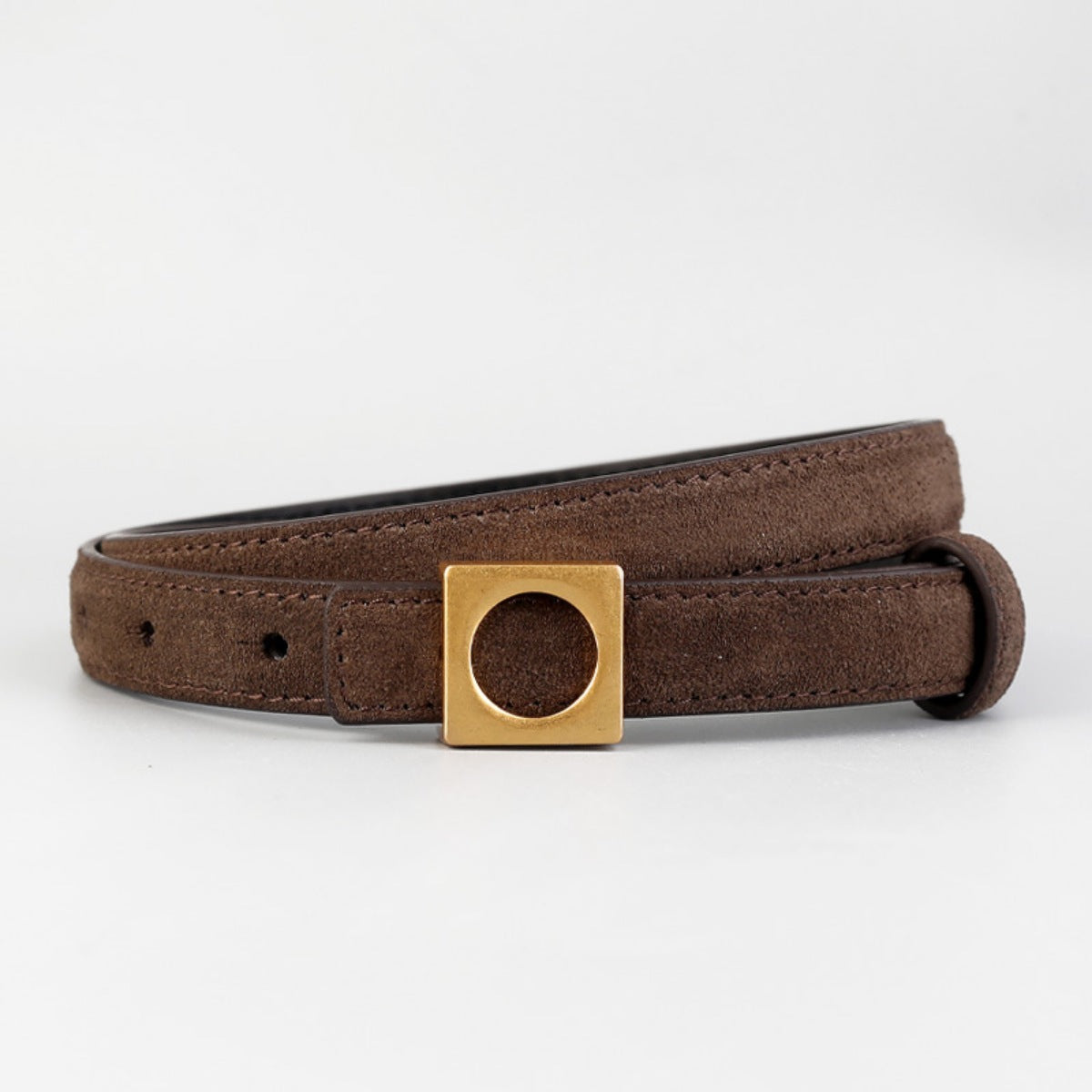 Leather Square Buckle Skinny Belt