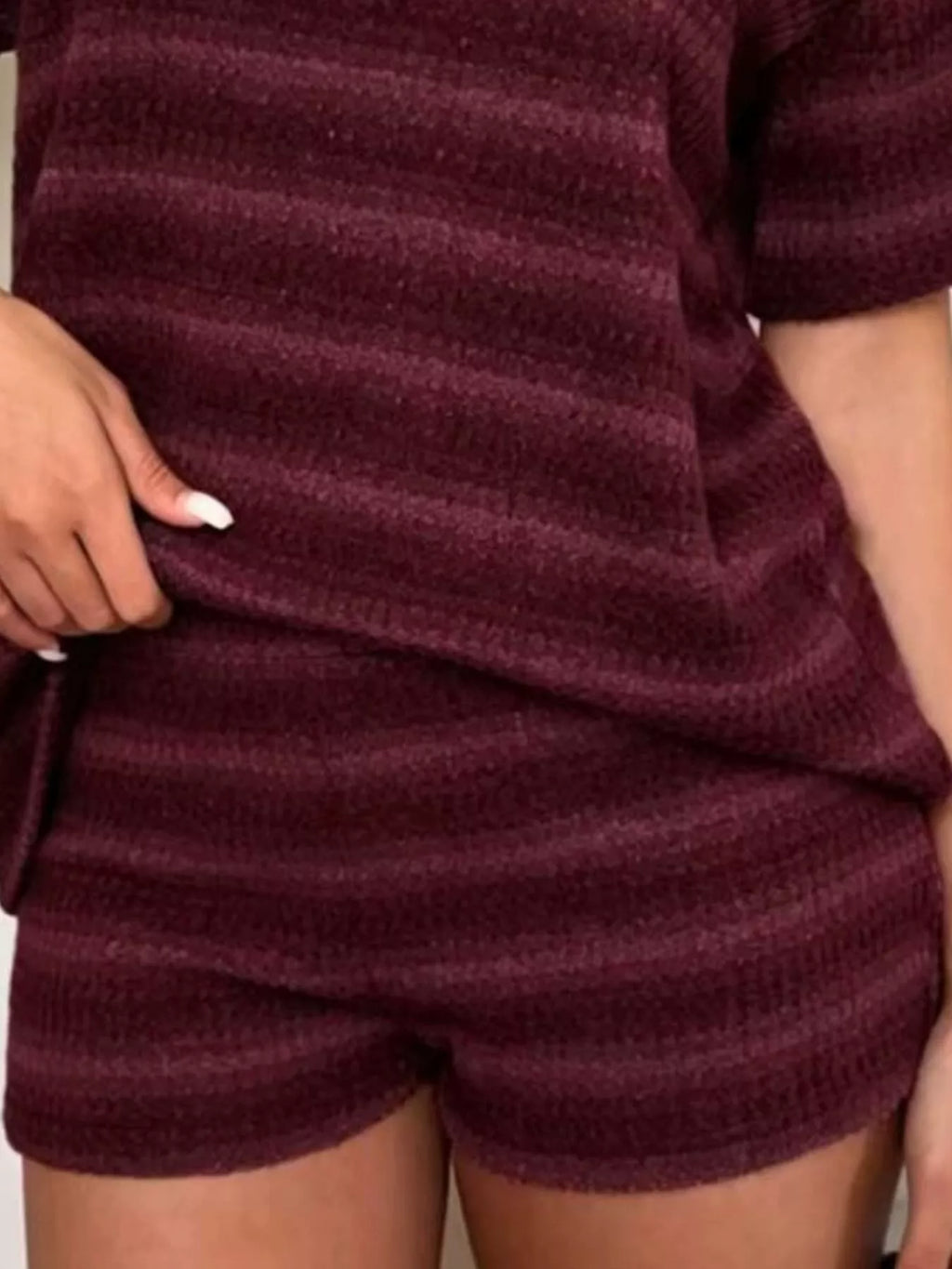 Striped Short Sleeve Top and Shorts Set