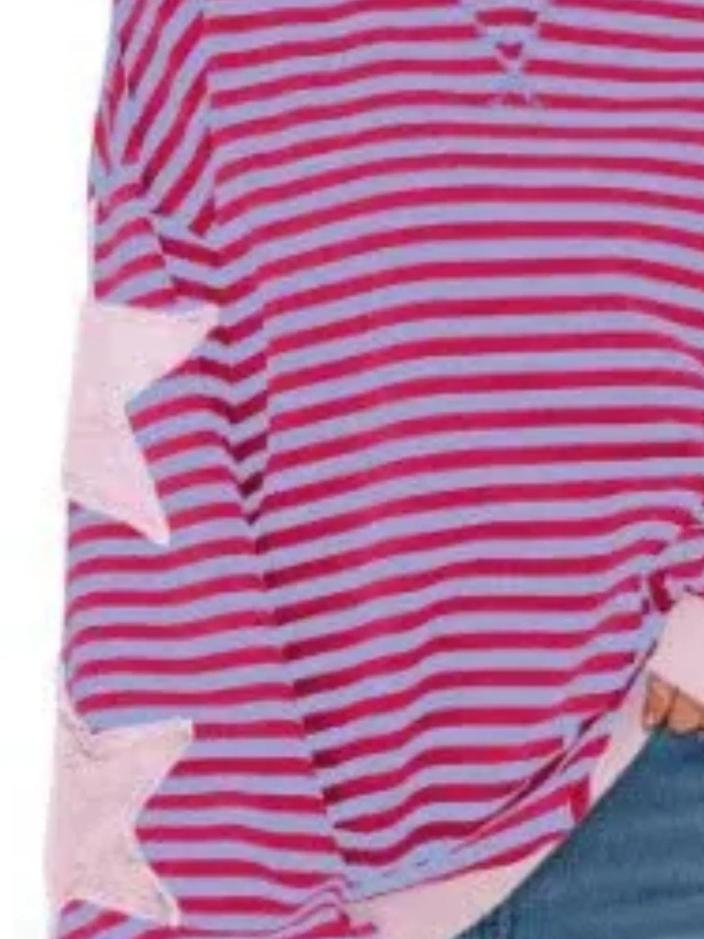 Full Size Star Patch Striped Oversized Sweatshirt Plus Size