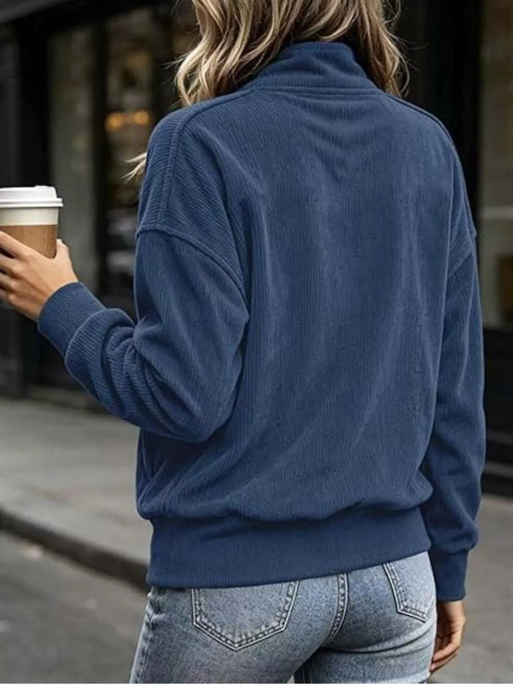 Full Size Quarter Snap Kangaroo Pocket Sweatshirt Plus Size