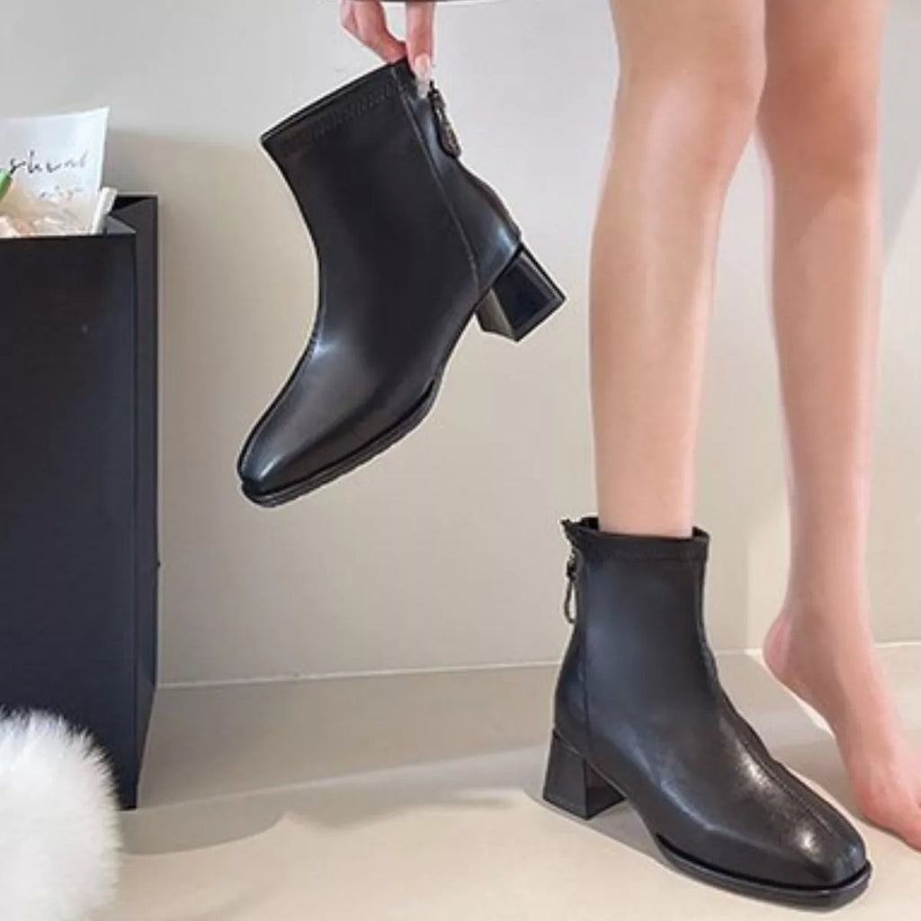 Square Toe Block Heels Boots