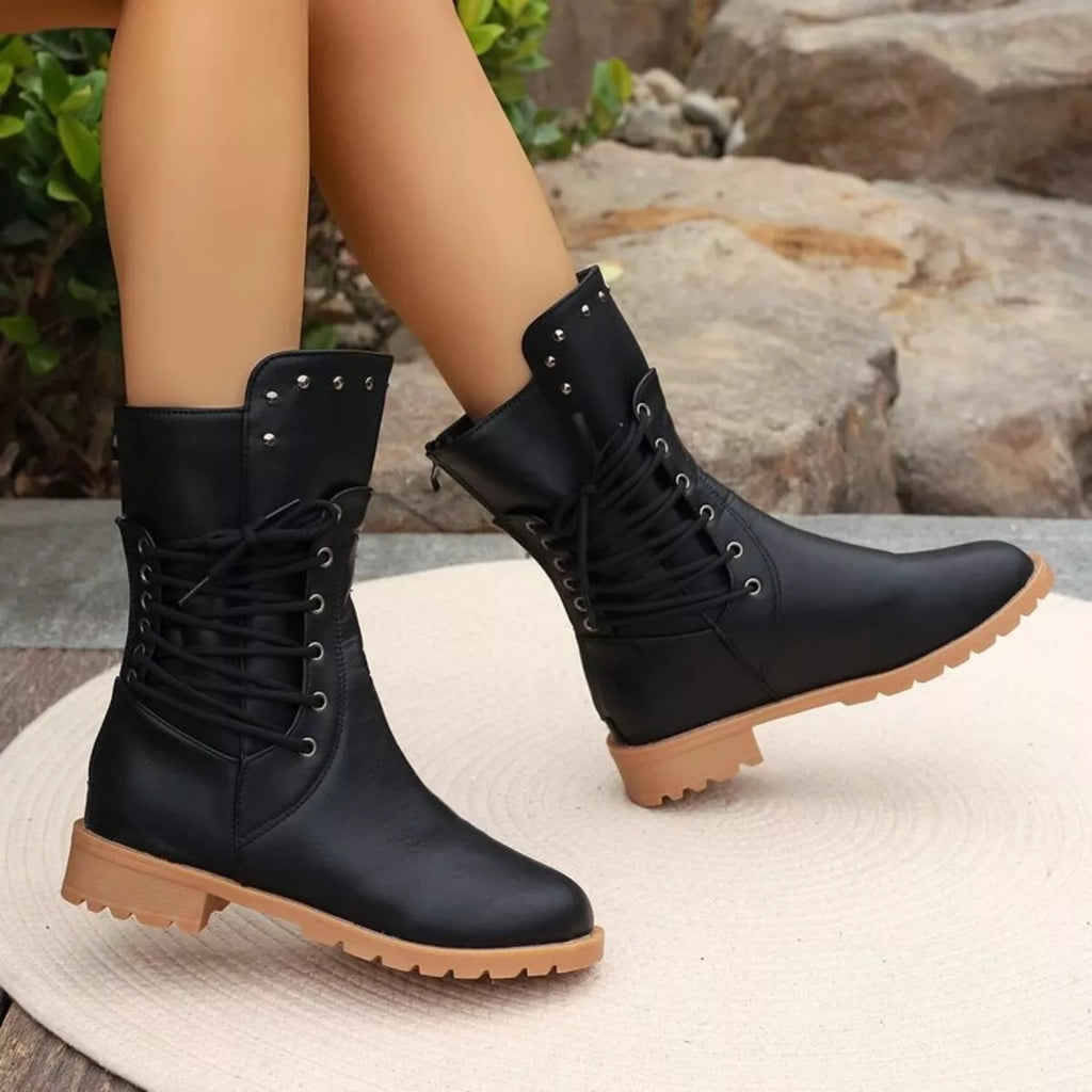Studded Lace-Up Boots