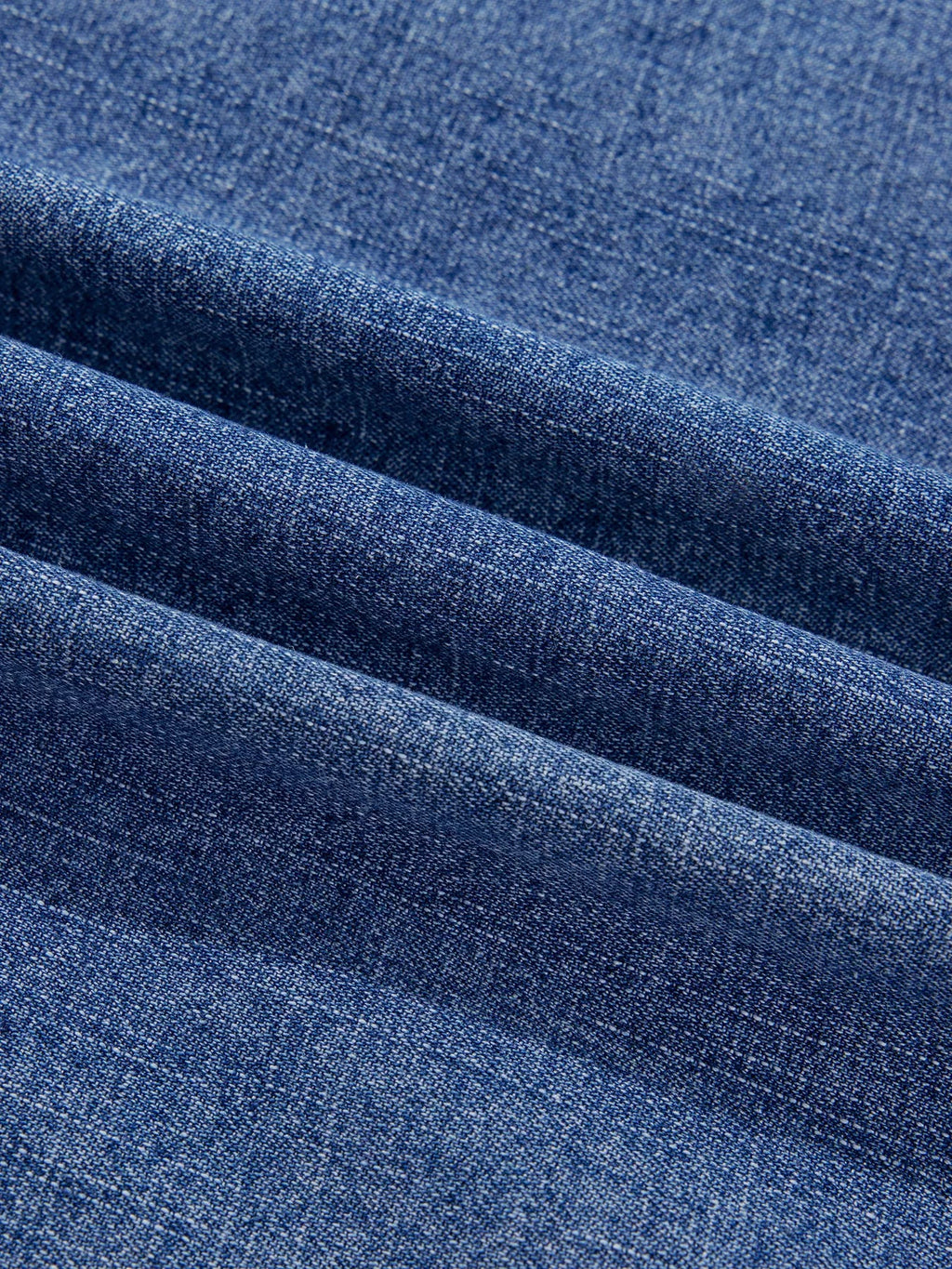 Three Quarter Sleeve Button Front Loose Denim Shirt