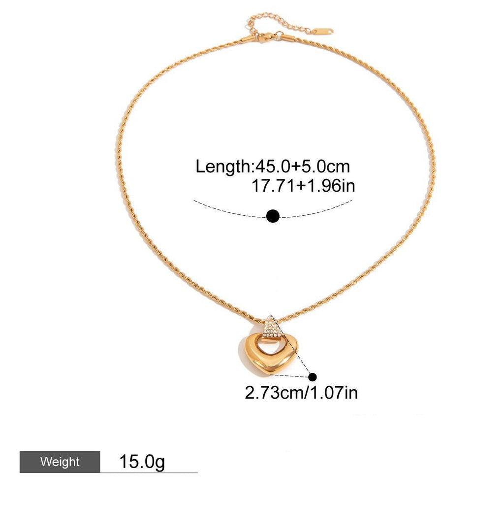 18K gold hollow heart design simple and elegant necklace