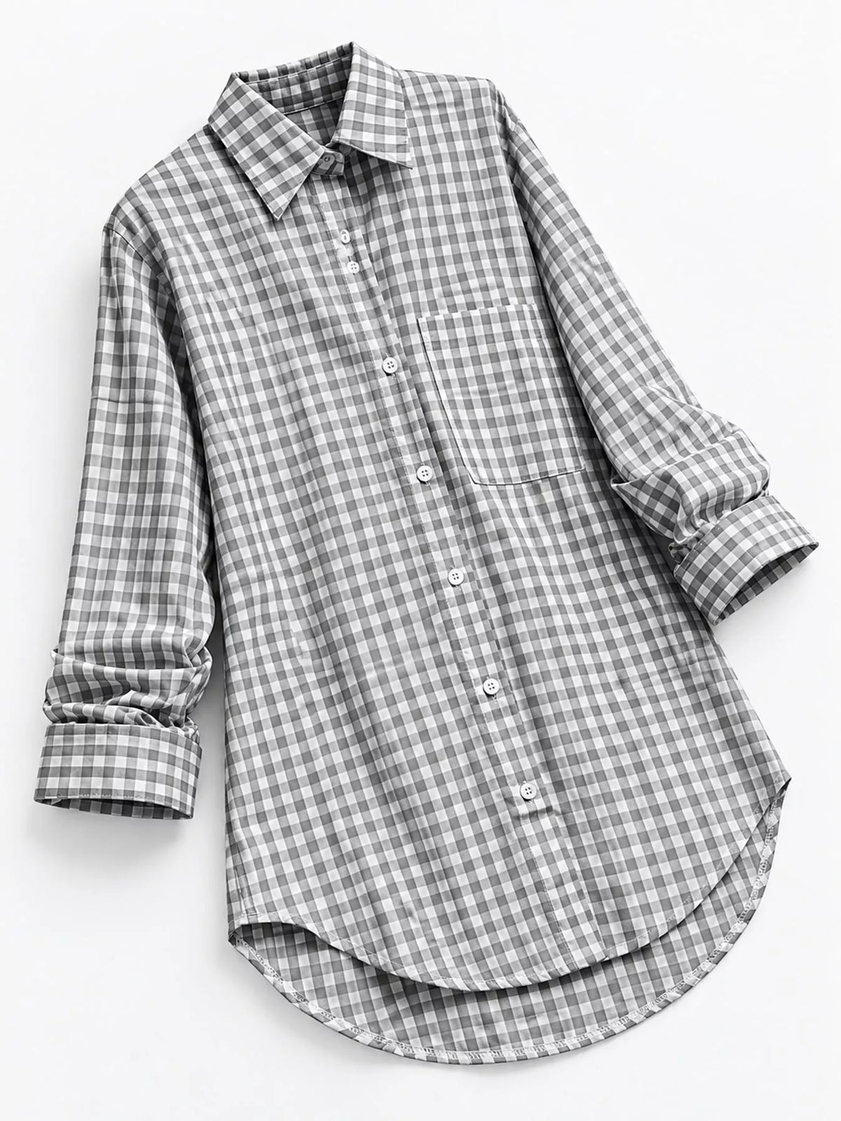 Plus Size Plaid Button-Down Long Sleeve Shirt