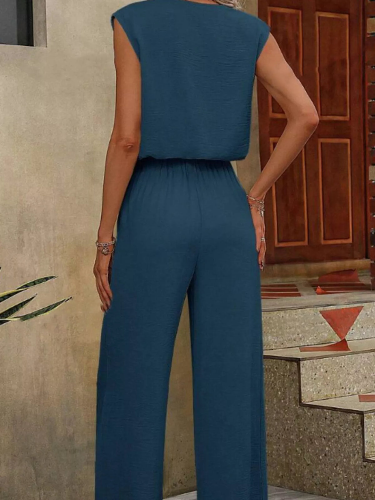 V-Neck Sleeveless Tank and Wide-Leg Pants Set