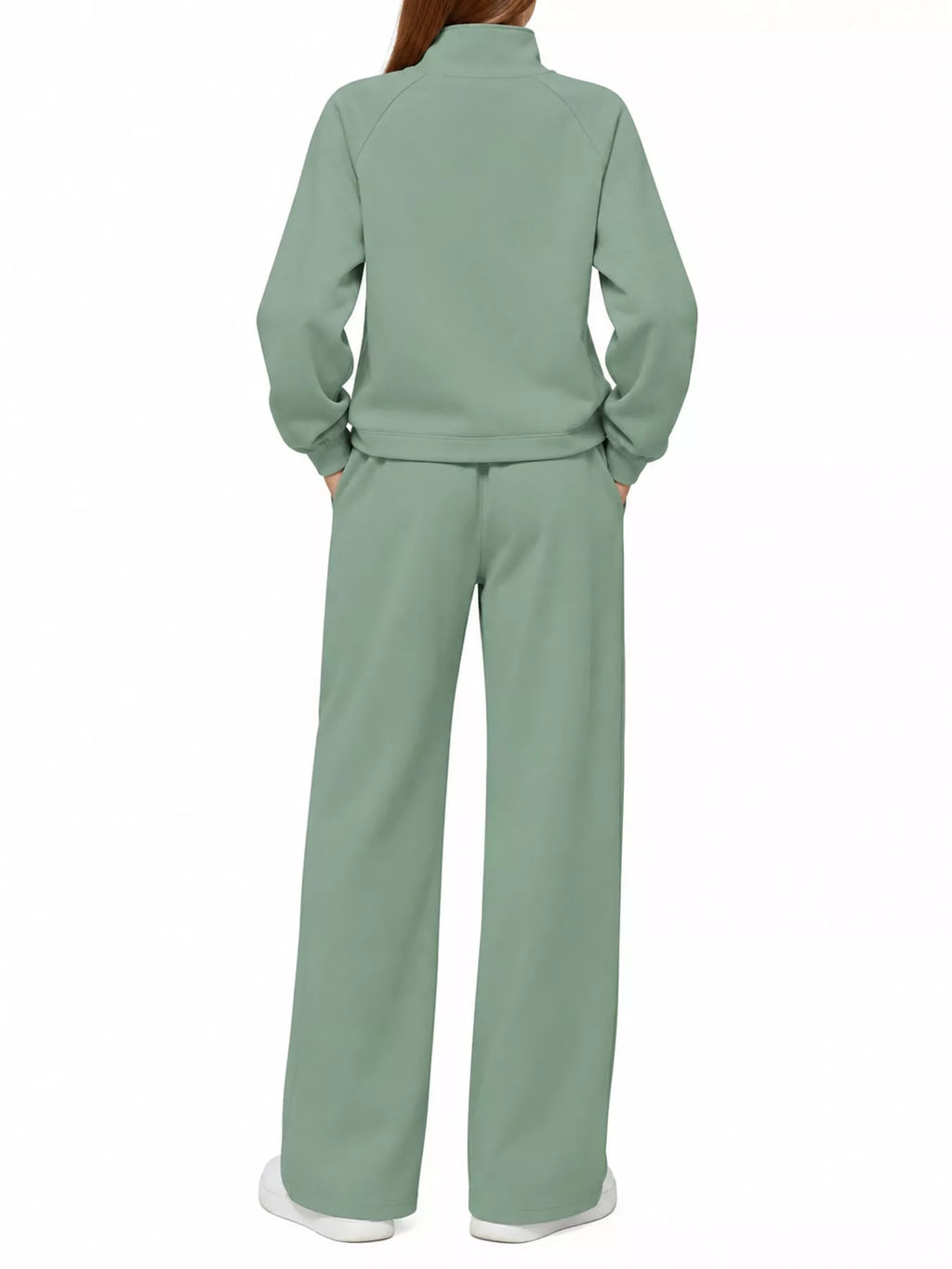 Half-Zip Sweatshirt and Wide-Leg Pants Set