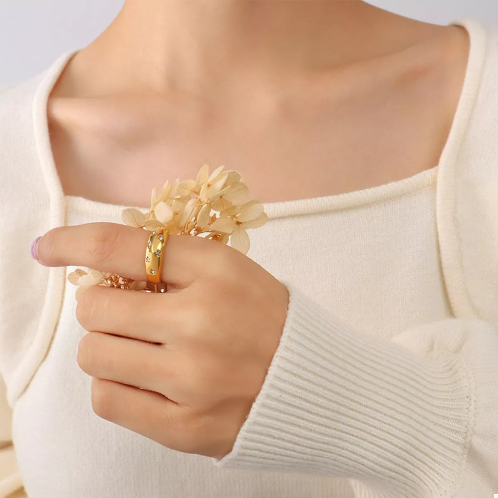 18K Gold-Plated Zircon Star Ring
