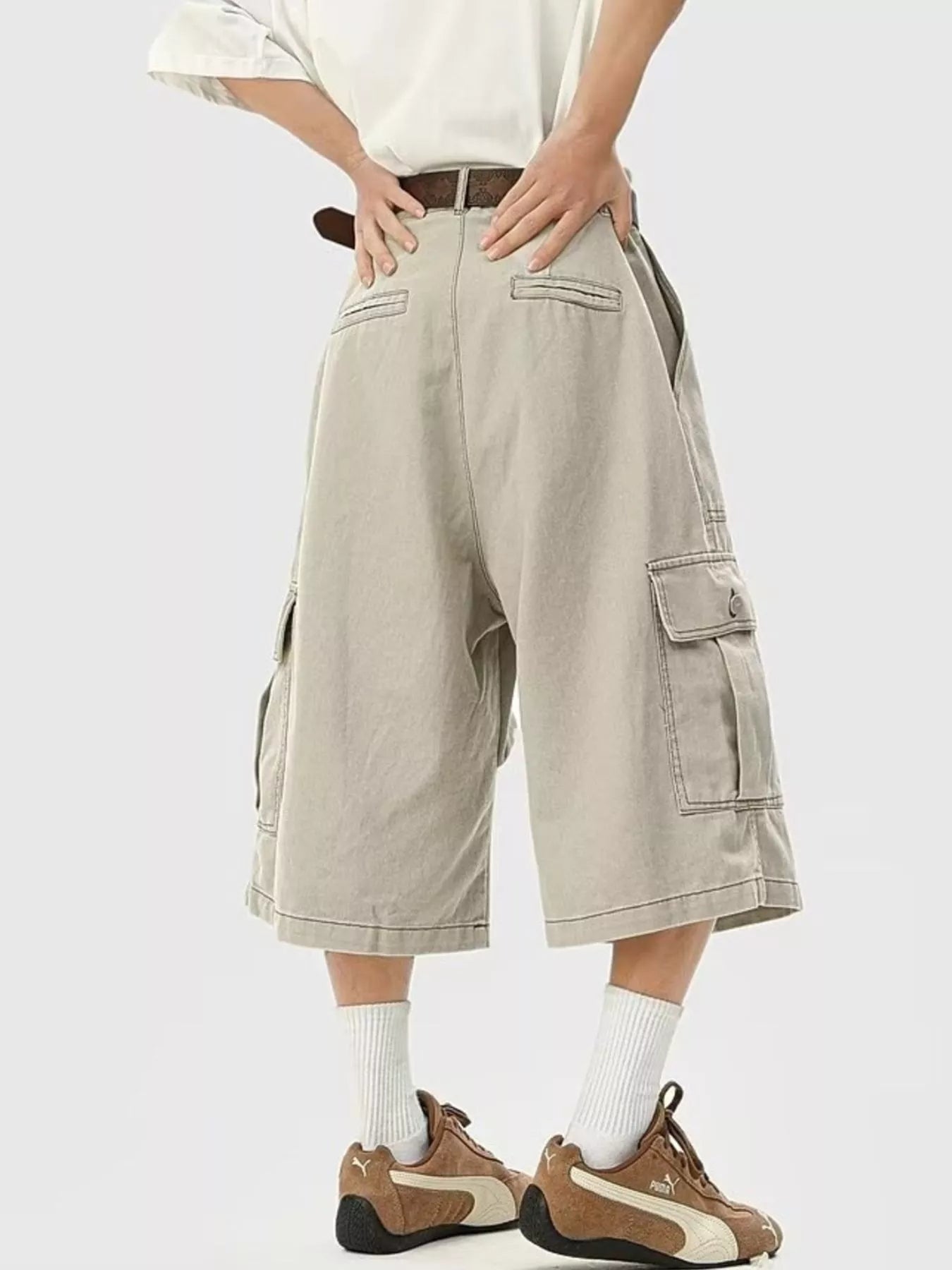 Men's Loose Fit Cargo Cropped Pants