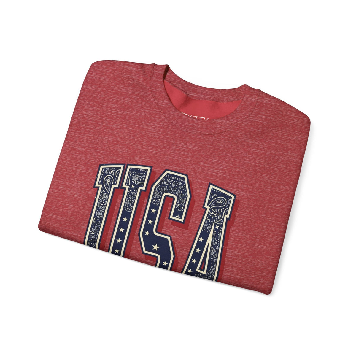 USA Varsity Embroidered Crewneck Sweatshirt | Vintage Patriotic Pullover