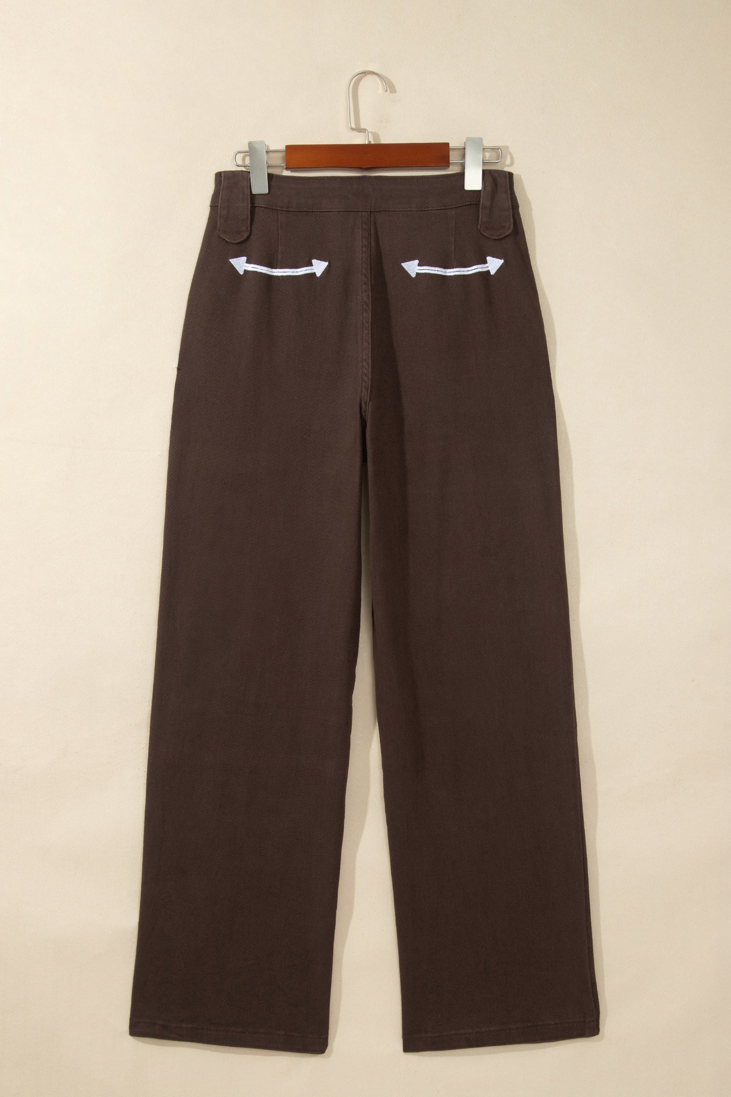 Western Arrow Embroidered Button Fly Straight Leg Jeans