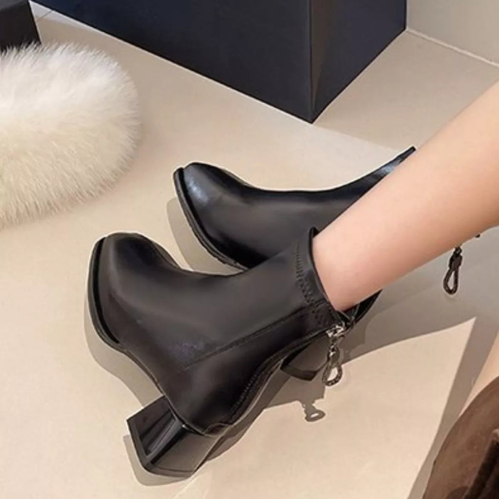 Square Toe Block Heels Boots