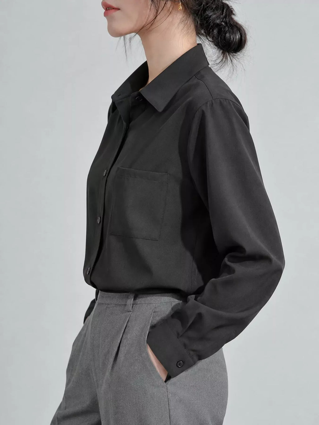 Full Size Button Up Long Sleeve Shirt Plus Size