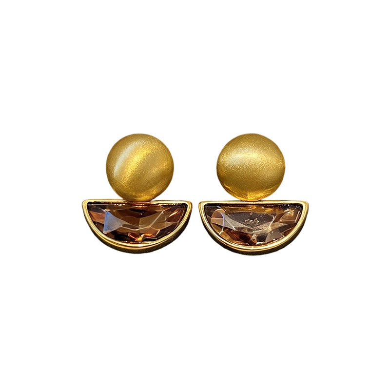 Womens Retro Style Round Rhinestone Inlaid Pendant Stud Earrings,Costume Earrings For Daily Banquet Party Wear