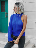 Cable-Knit Asymmetrical One-Shoulder High Neck Sweater