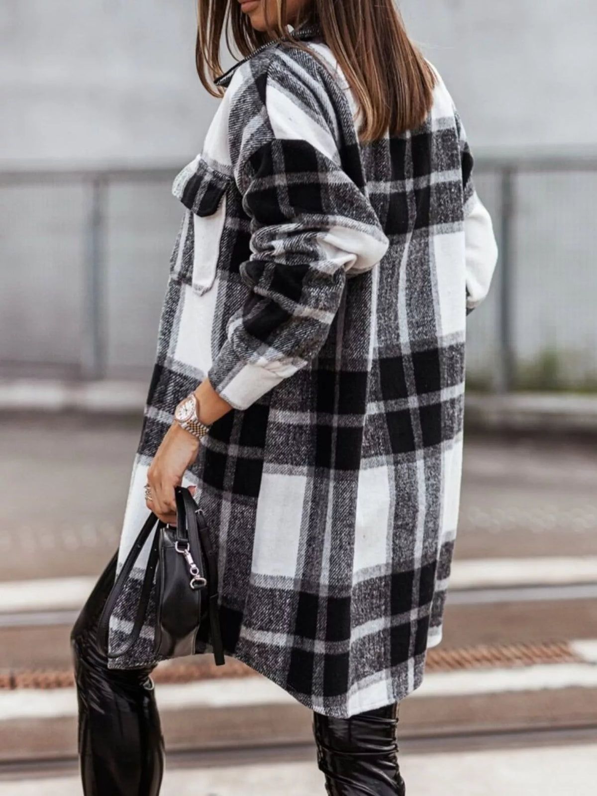 Button Down Collared Plaid Flannel Shacket