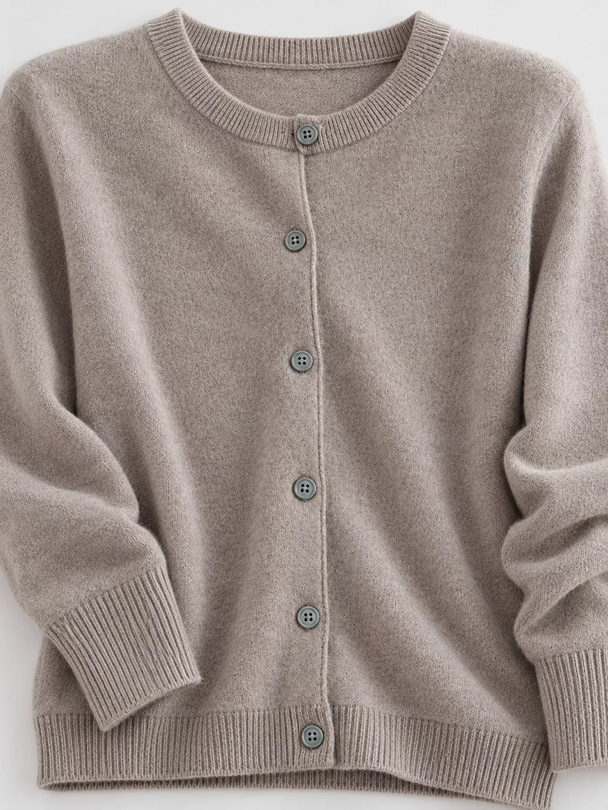 Crew-Neck Button-Down Cardigan